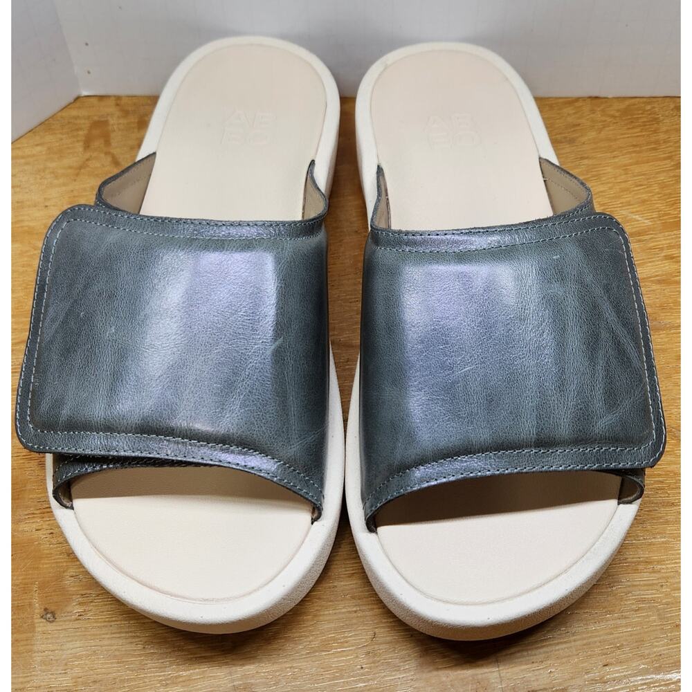 Abeo Paige Women's Leather Platform Wedge Slide Sandals Shoes EUC